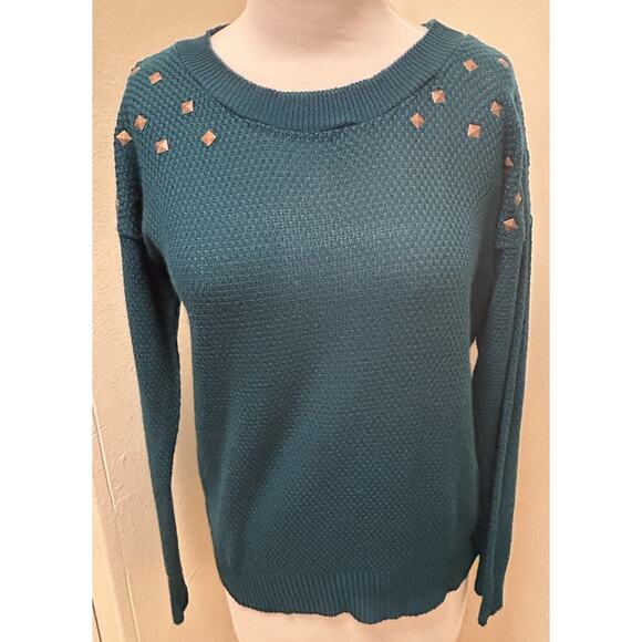 Un Deux Trois Blue Studded Sweater Women's Knit - Size Small - Picture 1 of 5
